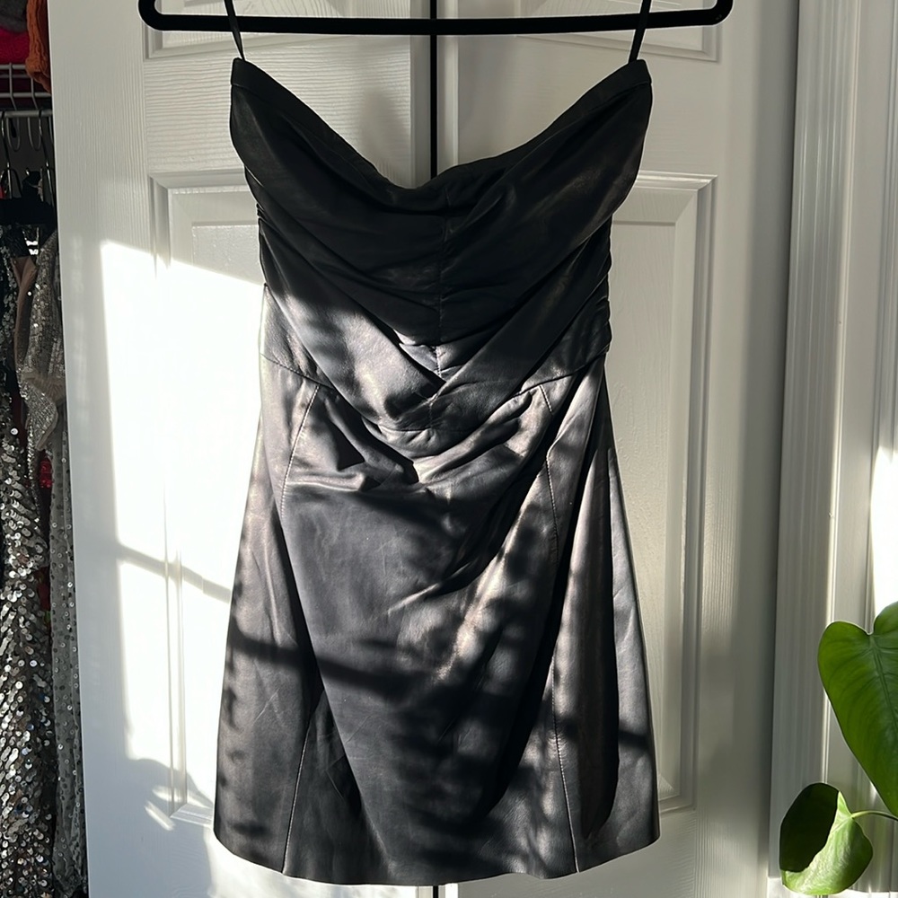 DROMe DARK NAVY MIDNIGHT LEATHER MINIDRESS SMALL